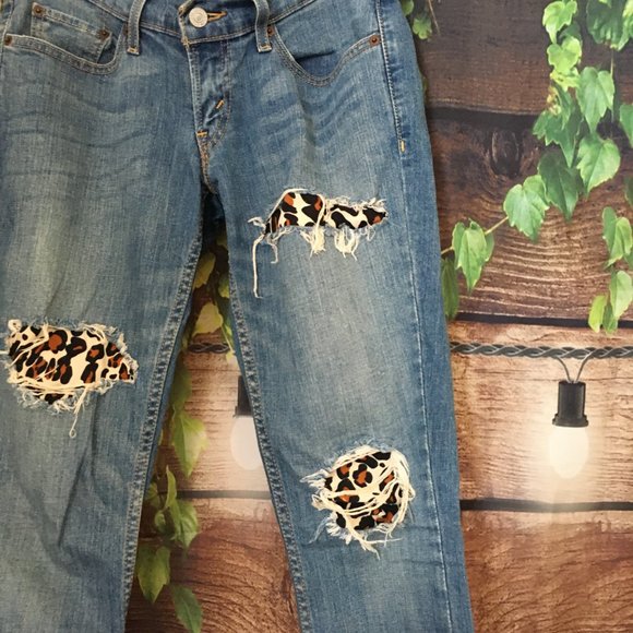🐆Upcycled Cheetah Skinny Jeans - Picture 10 of 14